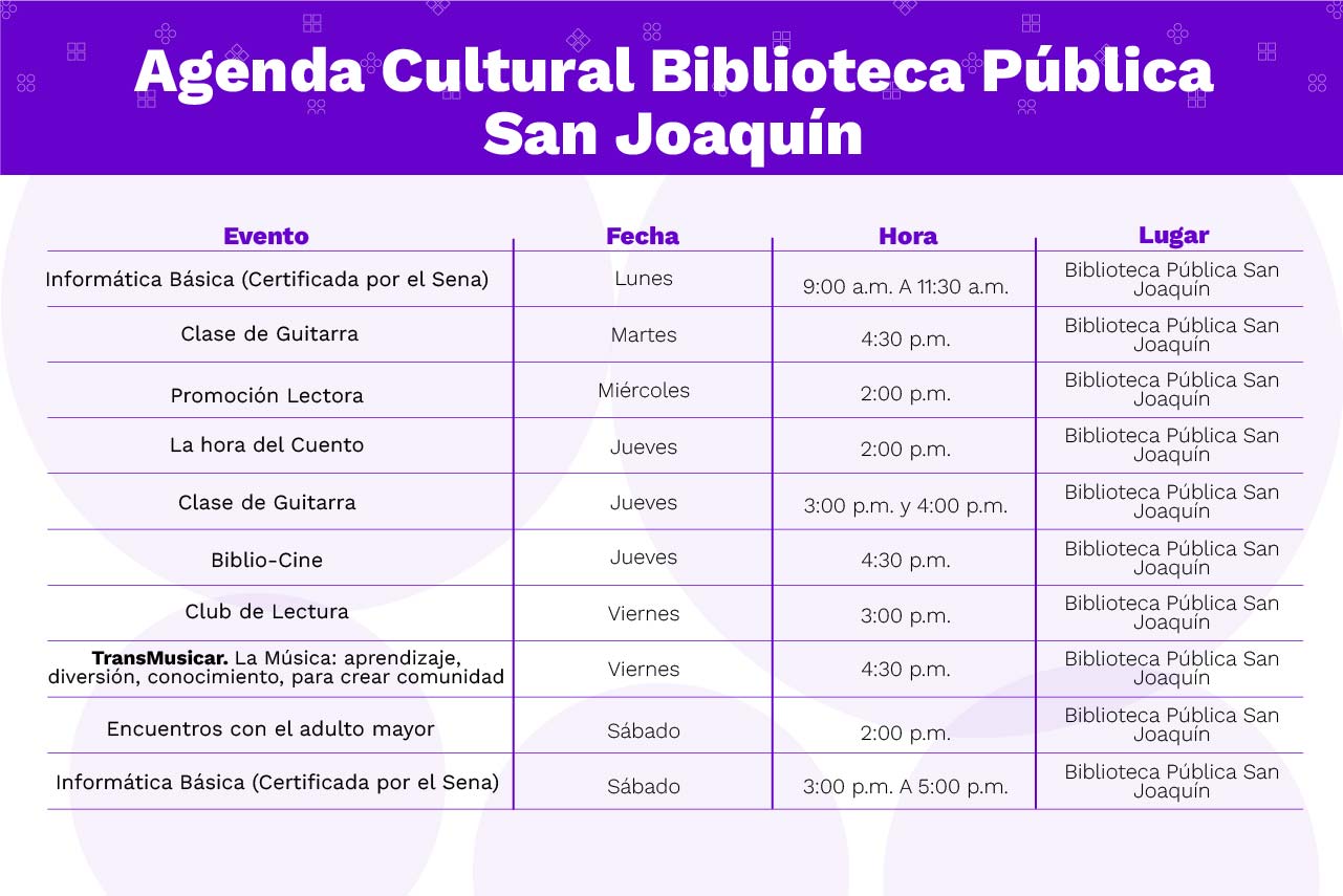 Agenda Septiembre Biblioteca San Joaquín