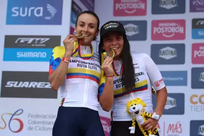 Diana Carolina Peñuela en élite y Elizabeth Castaño en sub 23, ganadoras del oro en el campeonato de ciclismo en ruta