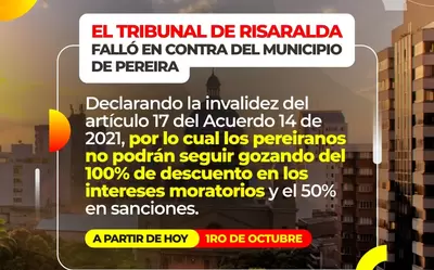 LA GOBERNACION DE RISARALDA DEMANDÓ LOS DESCUENTOS  TRIBUTARIOS