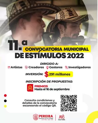 GOBIERNO DE LA CIUDAD ABRE LA CONVOCATORIA MUNICIPAL DE  ESTÍMULOS 2022, UNA ESTRATEGIA DE APOYO AL DESARROLLO DEL  CAMPO CULTURAL LOCAL