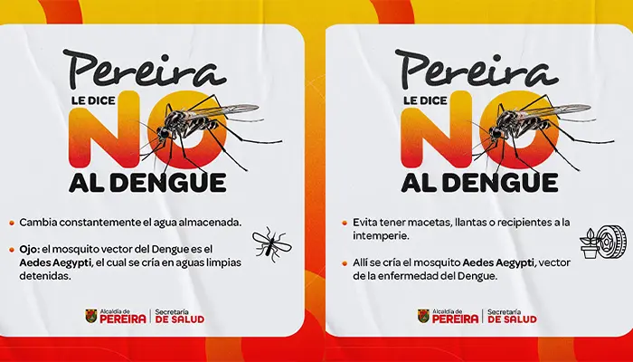 Alcaldía de Pereira hace llamado a la comunidad para intensificar medidas de prevención de dengue en casa, ante aumento de casos